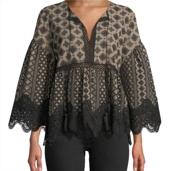 Kobi Halperin Cassandra Eyelet Peasant Blouse - Picture 1 of 8
